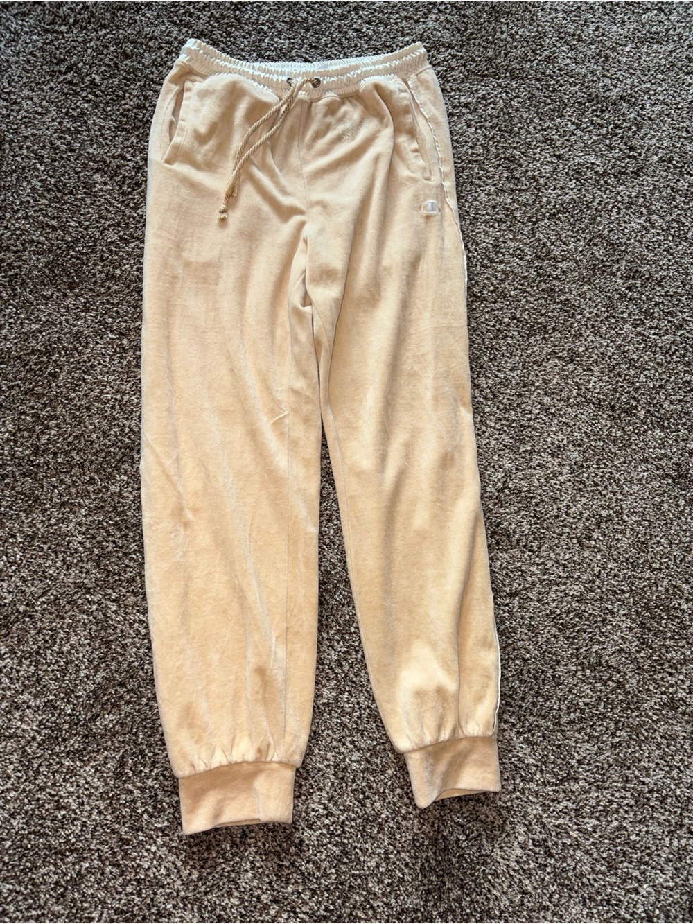 Champion Cream Track Joggers with Drawstring Waist